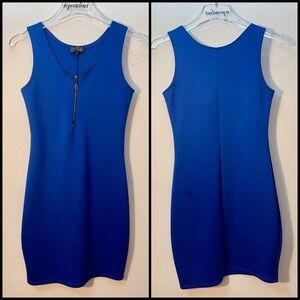B Famous Scuba Bodycon Sleeveless Blue Dress